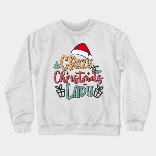 Crazy Christmas Lady Retro Crewneck Sweatshirt by JDVNart